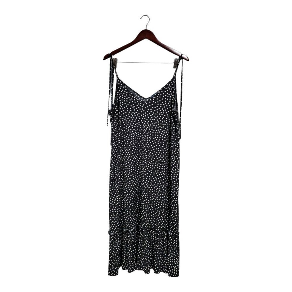 ModCloth Women's Polka Dot Midi Sundress Black White Casual Cottage Slip Sz 1X